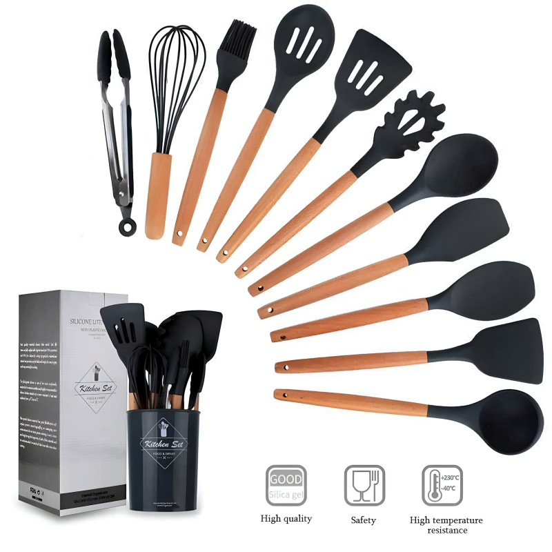 Black Silicone Cooking Utensils Set
