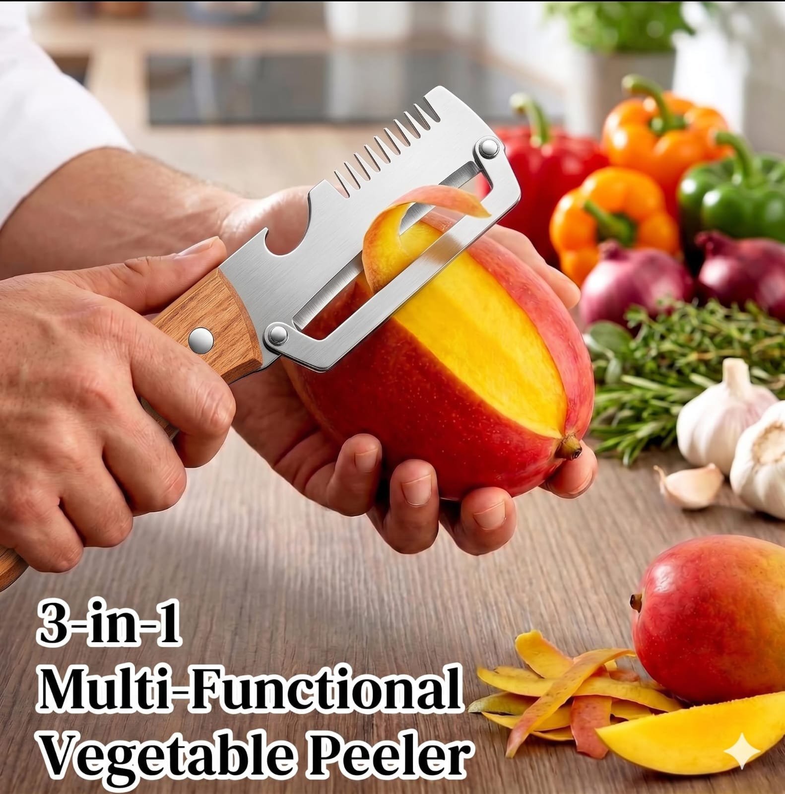 3-in-1 Stainless Steel Peeler Knife